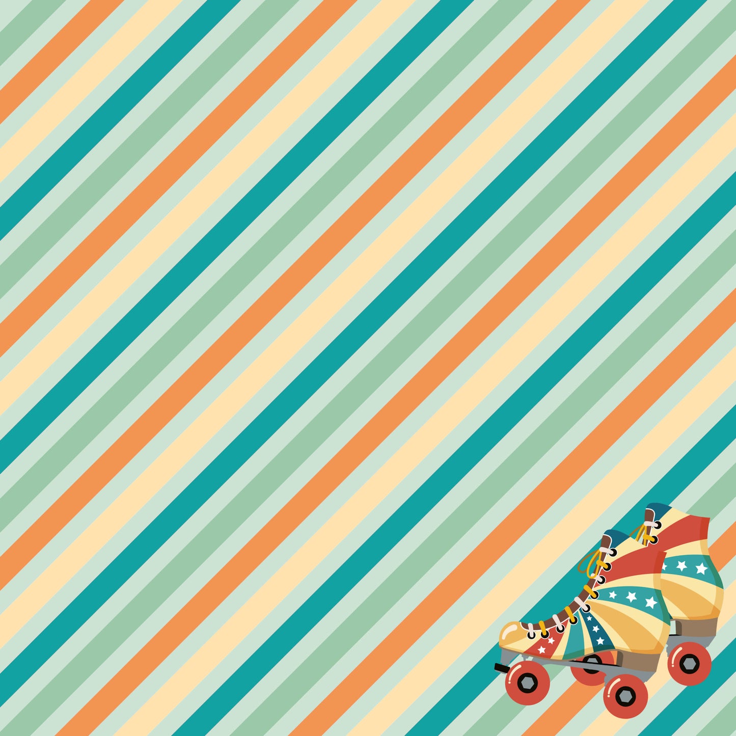 Just Fun Collection Roller Skating 12 x 12 Double-Sided Scrapbook Paper by SSC Designs - 15 Pack