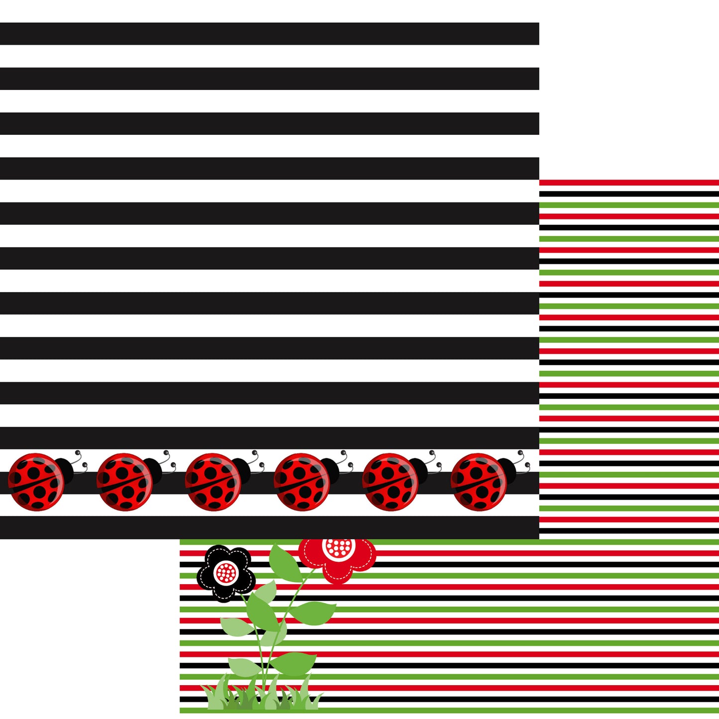 Ladybug Love Collection Fantastic Flowers 12 x 12 Double-Sided Scrapbook Paper by SSC Designs - 15 Pack