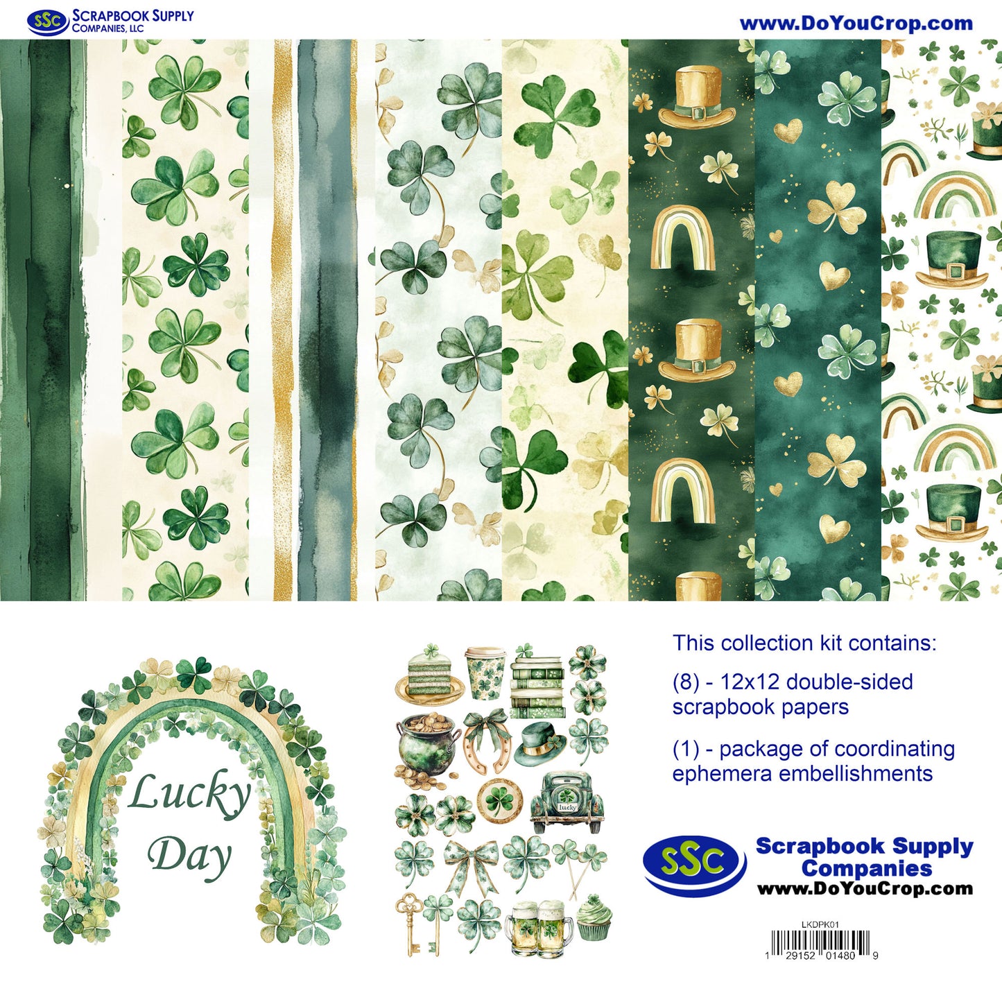Lucky Days 12 x 12 Scrapbook Paper & Embellishment Kit by SSC Designs - 3 Kits