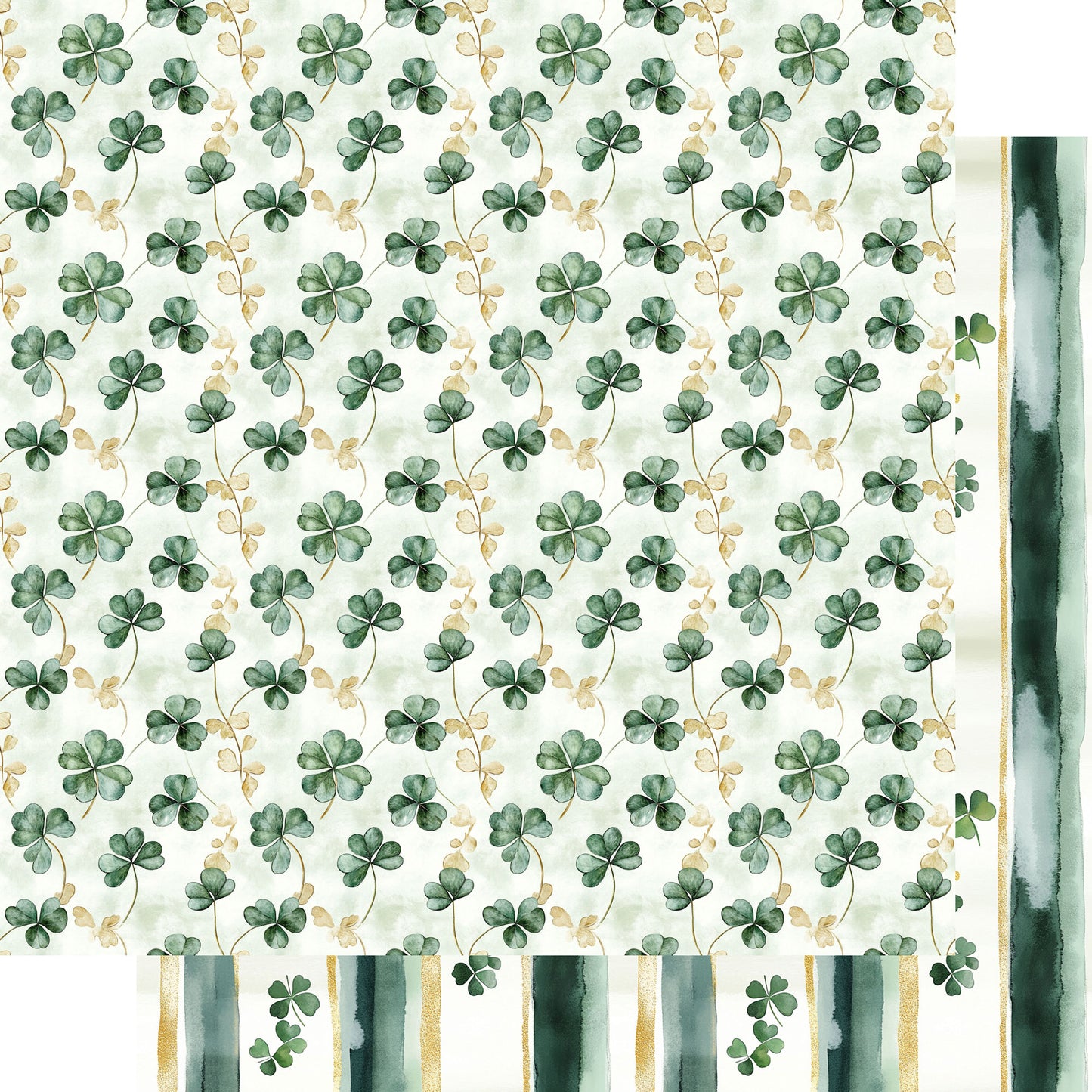 Lucky Days Collection Golden Clover Dreams 12 x 12 Double-Sided Scrapbook Paper by SSC Designs - 15 Pack