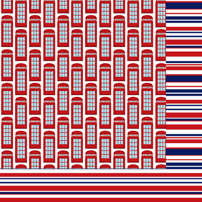 MNineDesign's Jolly Ole London Collection Phone Booth 12 x 12 Double-Sided Scrapbook Paper - 15 Pack
