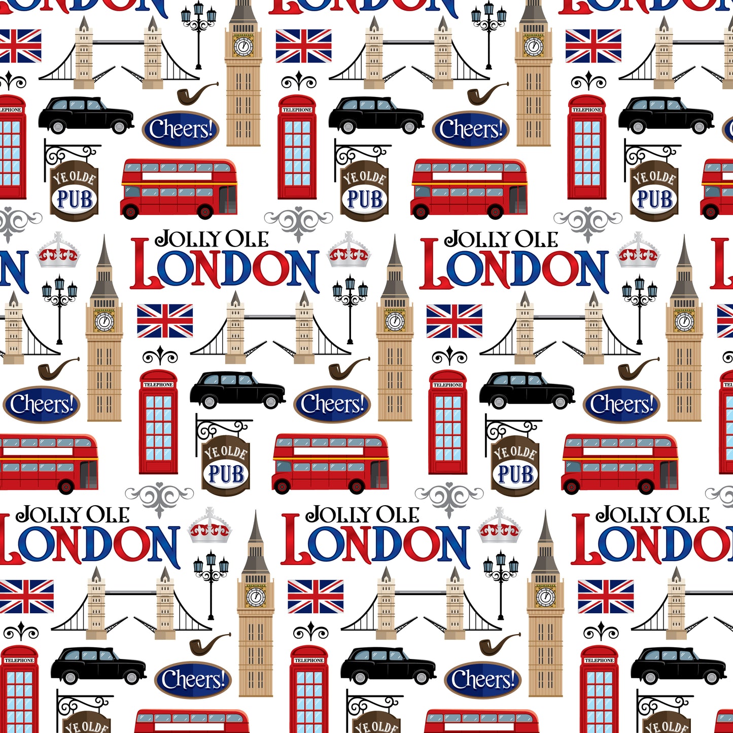 MNineDesign's Jolly Ole London Collection London Icons 12 x 12 Double-Sided Scrapbook Paper - 15 Pack