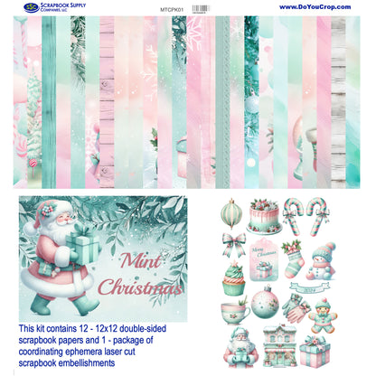 Mint Christmas 12 x 12 Scrapbook Paper & Embellishment Kit by SSC Designs - 3 Kits