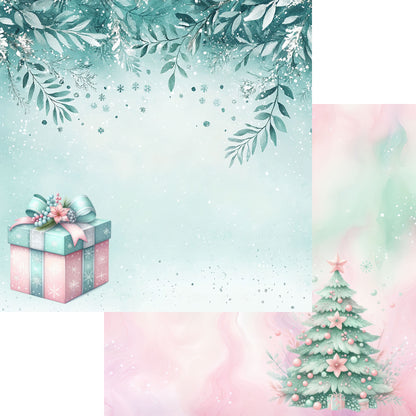 Mint Christmas Collection Christmas Tree 12 x 12 Double-Sided Scrapbook Paper by SSC Designs - 15 Pack