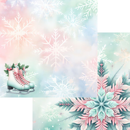 Mint Christmas Collection Ice Skate Dreams 12 x 12 Double-Sided Scrapbook Paper by SSC Designs - 15 Pack