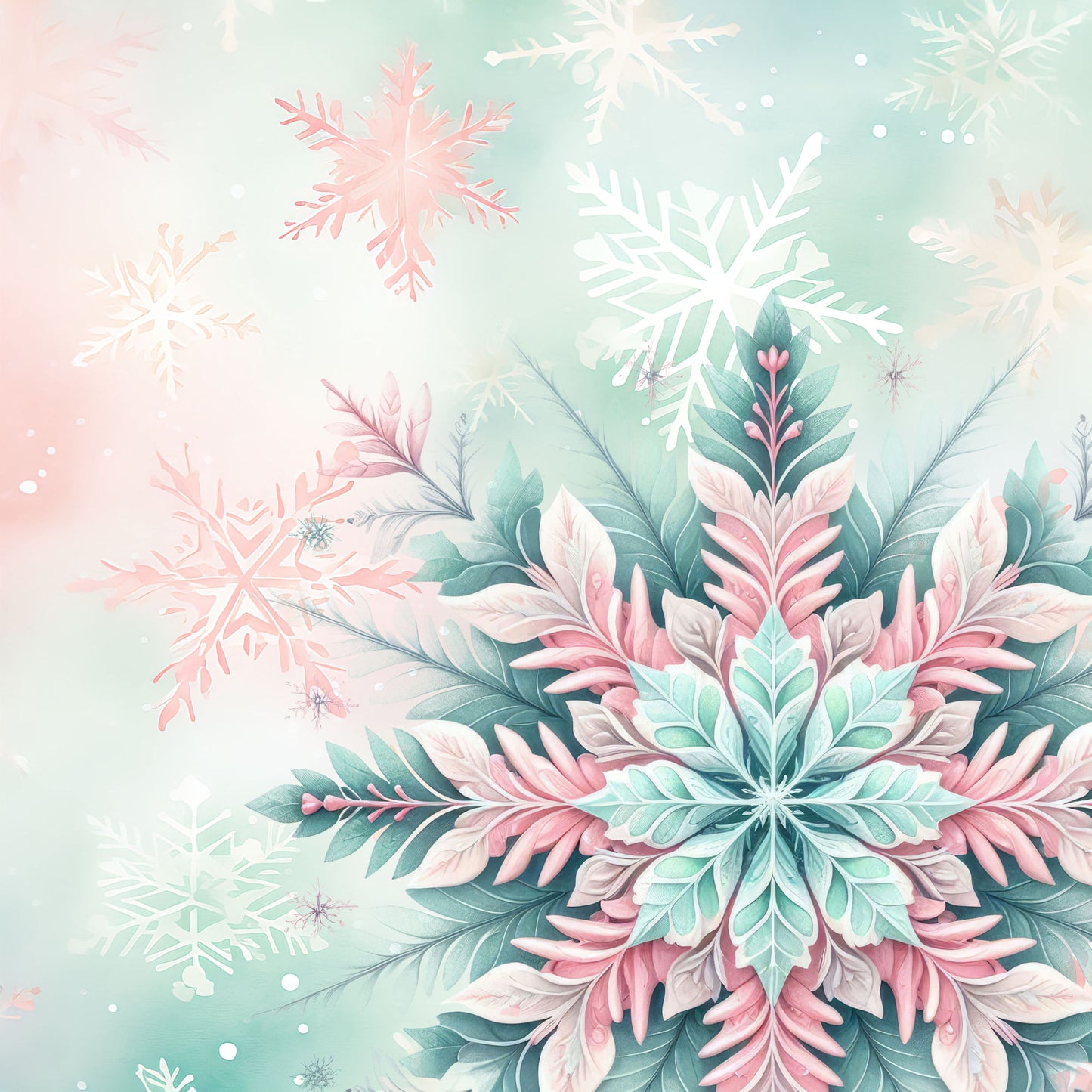 Mint Christmas Collection Ice Skate Dreams 12 x 12 Double-Sided Scrapbook Paper by SSC Designs