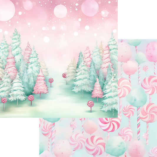 Mint Christmas Collection Candy Cane Lane 12 x 12 Double-Sided Scrapbook Paper by SSC Designs