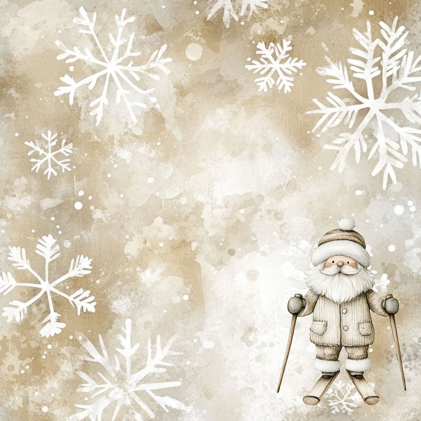 Nordic Christmas Collection Silly Santa Skiing 12 x 12 Double-Sided Scrapbook Paper by SSC Designs - 15 Pack