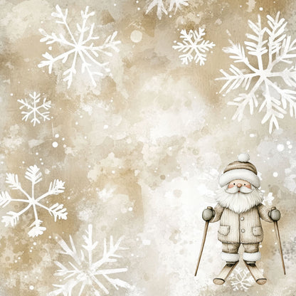 Nordic Christmas Collection Silly Santa Skiing 12 x 12 Double-Sided Scrapbook Paper by SSC Designs - 15 Pack