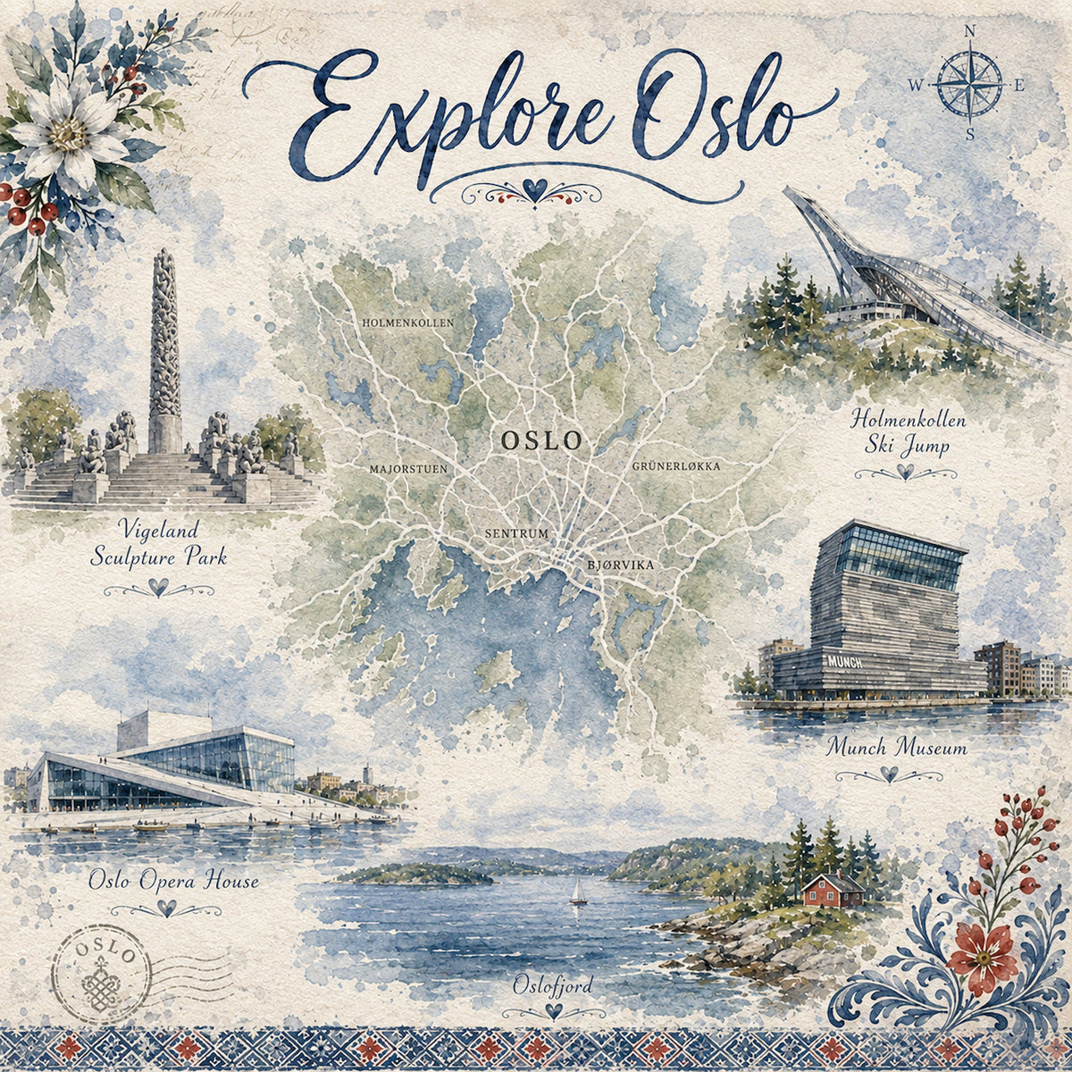 Norway Collection Explore Oslo 12 x 12 Double-Sided Scrapbook Paper by SSC Designs - 15 Pack