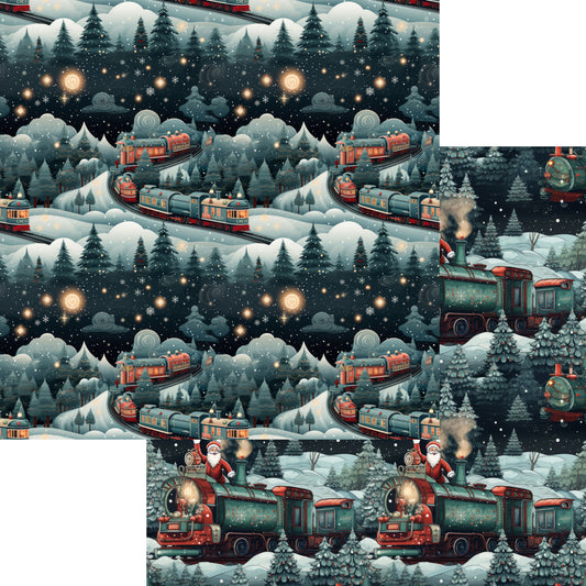 North Pole Express Collection North Pole Express 12 x 12 Double-Sided Scrapbook Paper by SSC Designs - 15 Pack