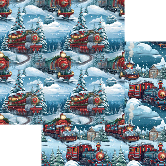 North Pole Express Collection Delivering Gifts 12 x 12 Double-Sided Scrapbook Paper by SSC Designs - 15 Pack