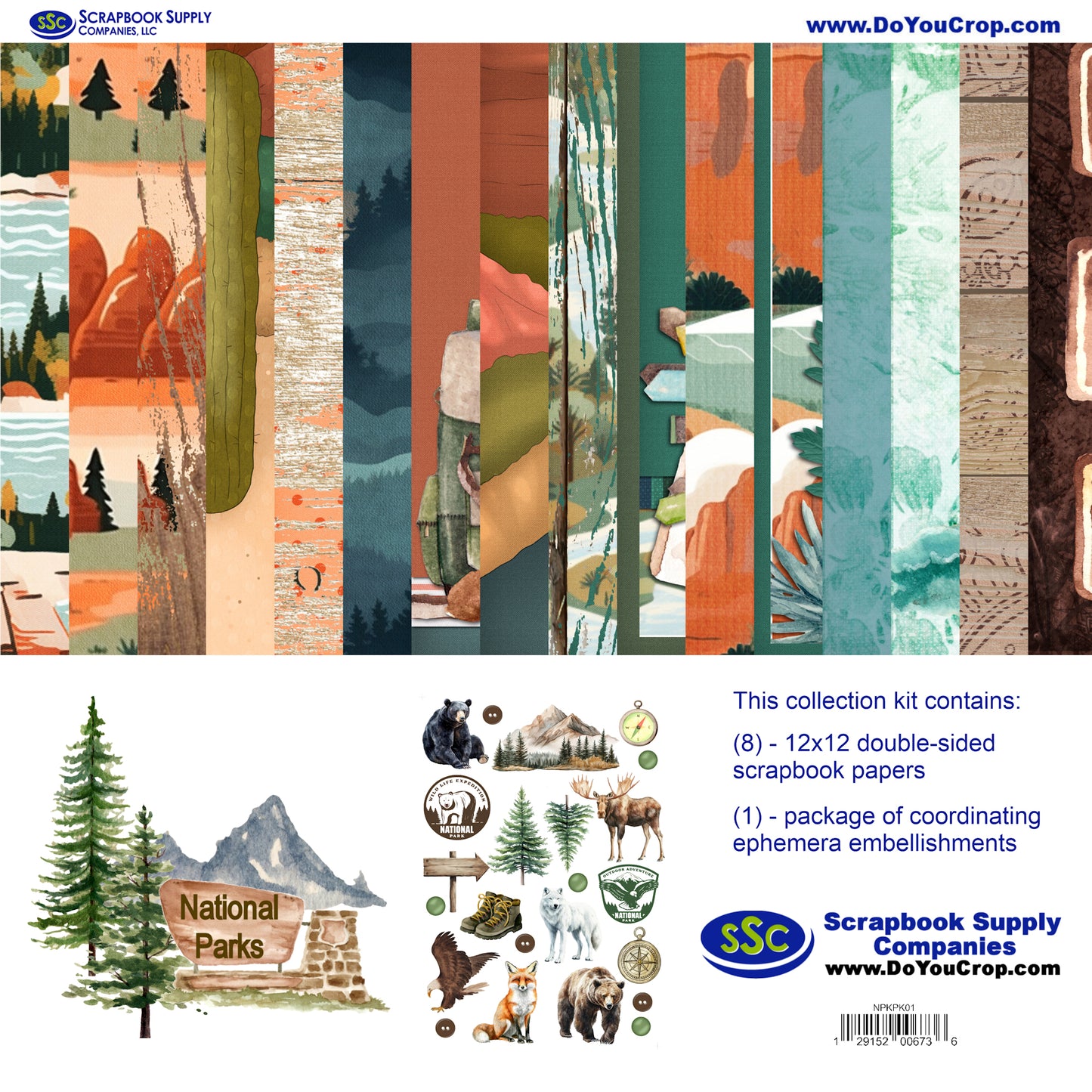 National Parks 12 x 12 Scrapbook Paper & Embellishment Kit by SSC Designs - 3 Kits