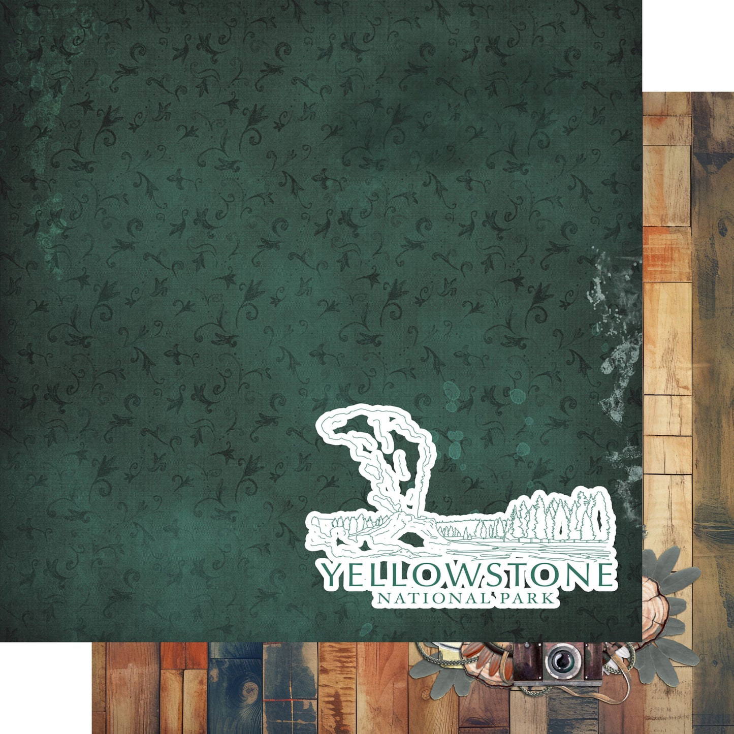 National Parks Collection Yellowstone National Park 12 x 12 Double-Sided Scrapbook Paper by SSC Designs - 15 Pack