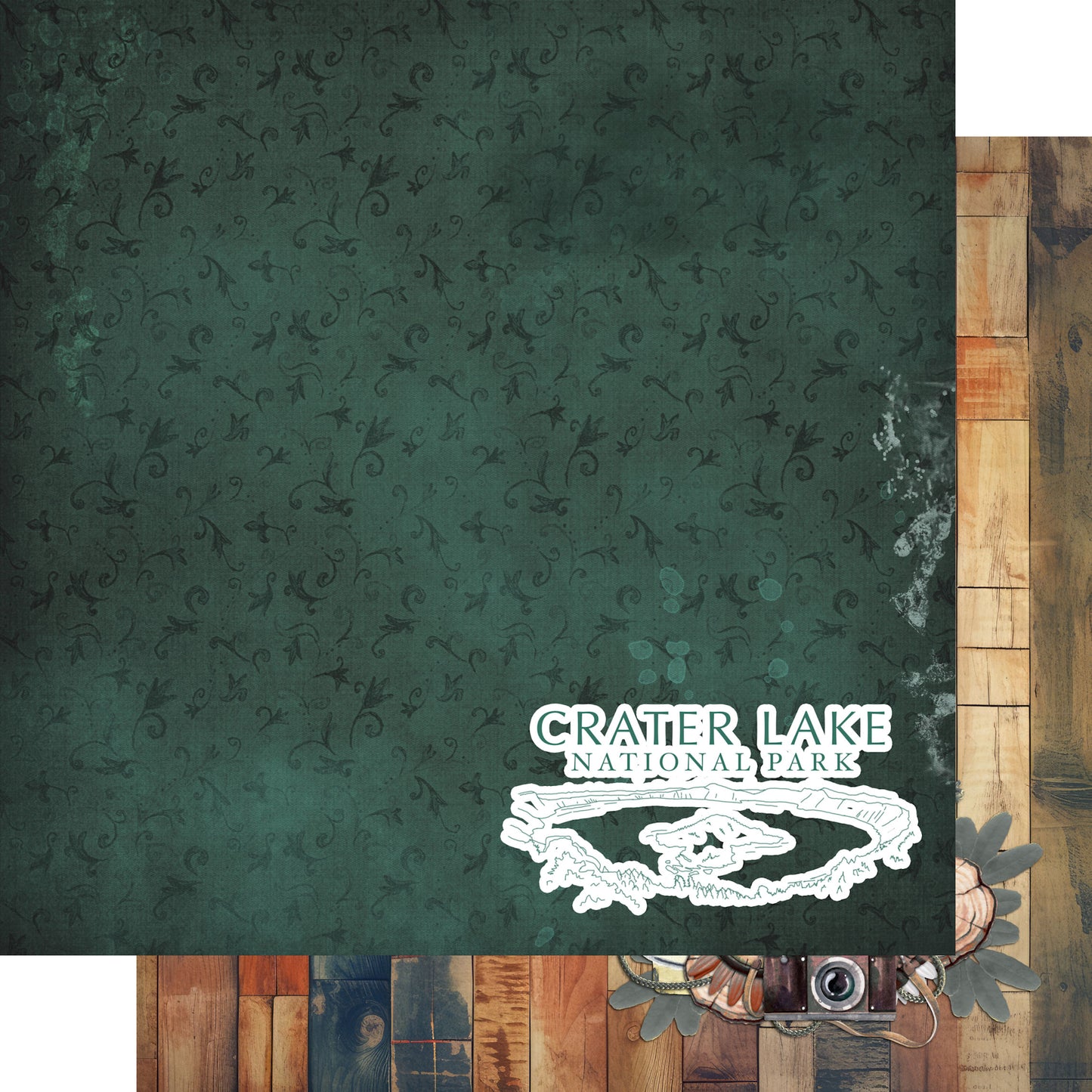 National Parks Collection Crater Lake National Park 12 x 12 Double-Sided Scrapbook Paper by SSC Designs - 15 Pack