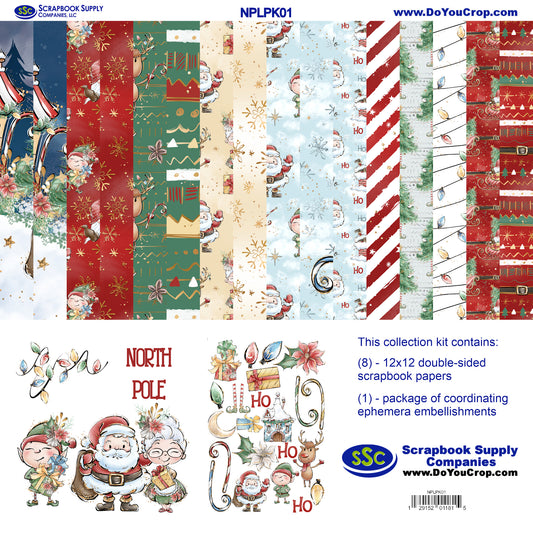 North Pole 12 x 12 Scrapbook Paper & Embellishment Kit by SSC Designs - 3 Kits