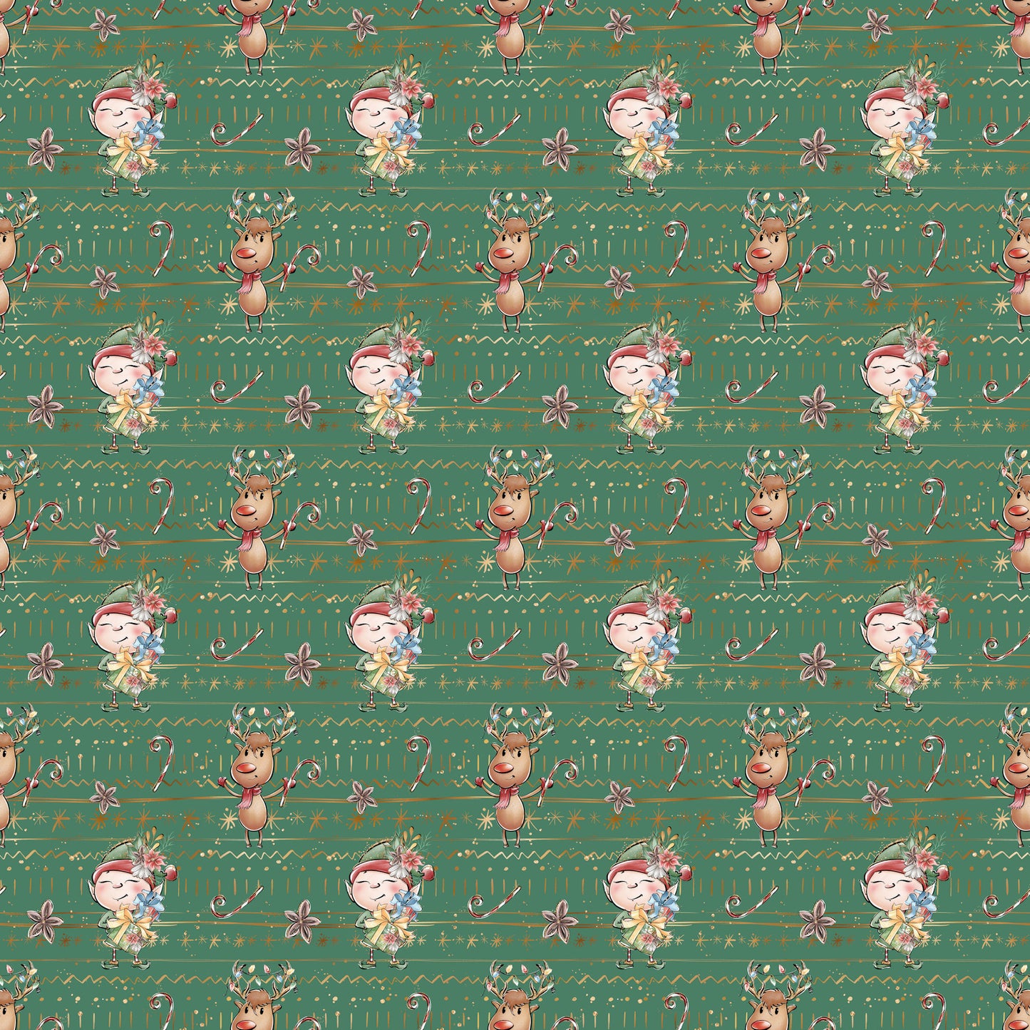 North Pole Collection Reindeer Games 12 x 12 Double-Sided Scrapbook Paper by SSC Designs - 15 Pack