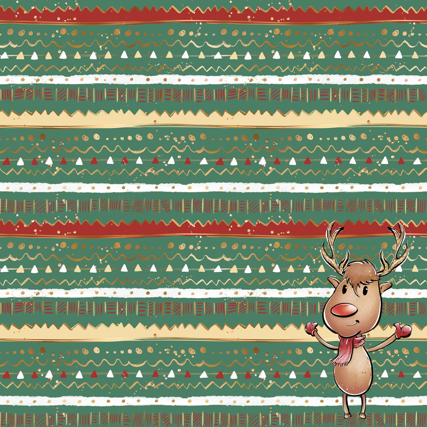 North Pole Collection Reindeer Games 12 x 12 Double-Sided Scrapbook Paper by SSC Designs - 15 Pack