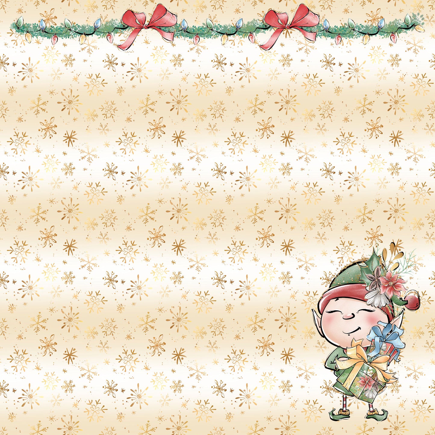 North Pole Collection Busy, Busy Elves 12 x 12 Double-Sided Scrapbook Paper by SSC Designs - 15 Pack