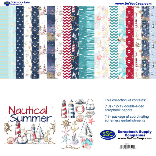 Nautical Summer 12 x 12 Scrapbook Paper & Embellishment Kit by SSC Designs - 3 Kits