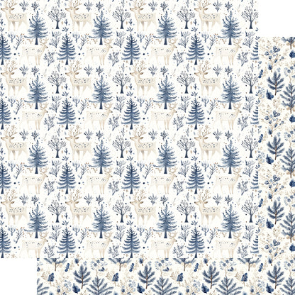 Nordic Winter Collection Frosted Pines 12 x 12 Double-Sided Scrapbook Paper by SSC Designs - 15 Pack