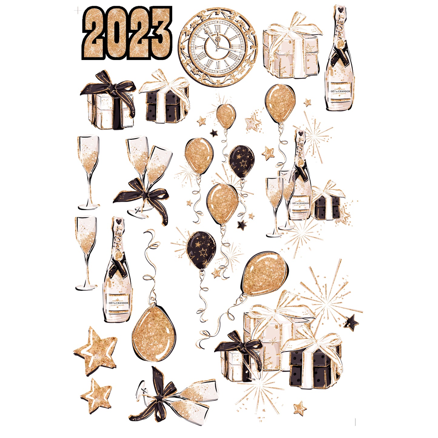 New Year's Eve 2023 Celebration Collection 12 x 12 Scrapbook Paper Pack & Embellishment Kit -3 Kits