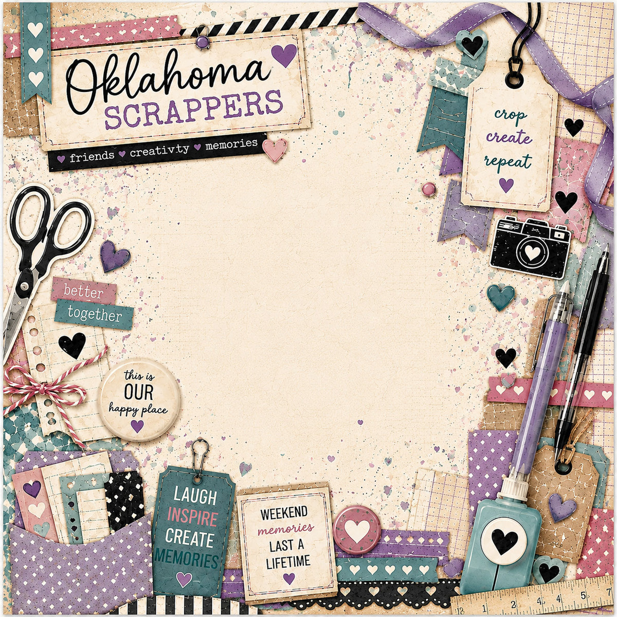 Oklahoma Scrappers 12 x 12 Double-Sided Scrapbook Paper by SSC Designs