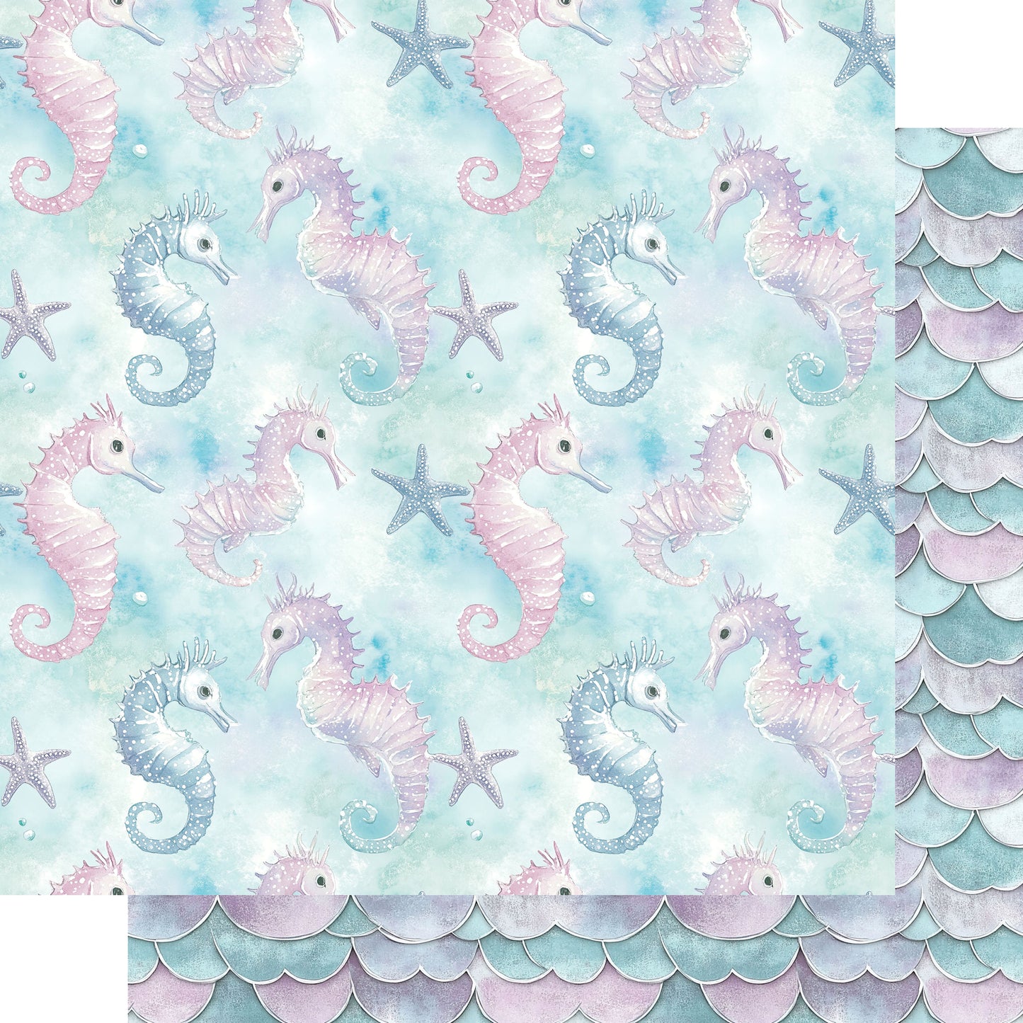 Ocean Serenity Collection Sea Horses 12 x 12 Double-Sided Scrapbook Paper by SSC Designs - 15 Pack
