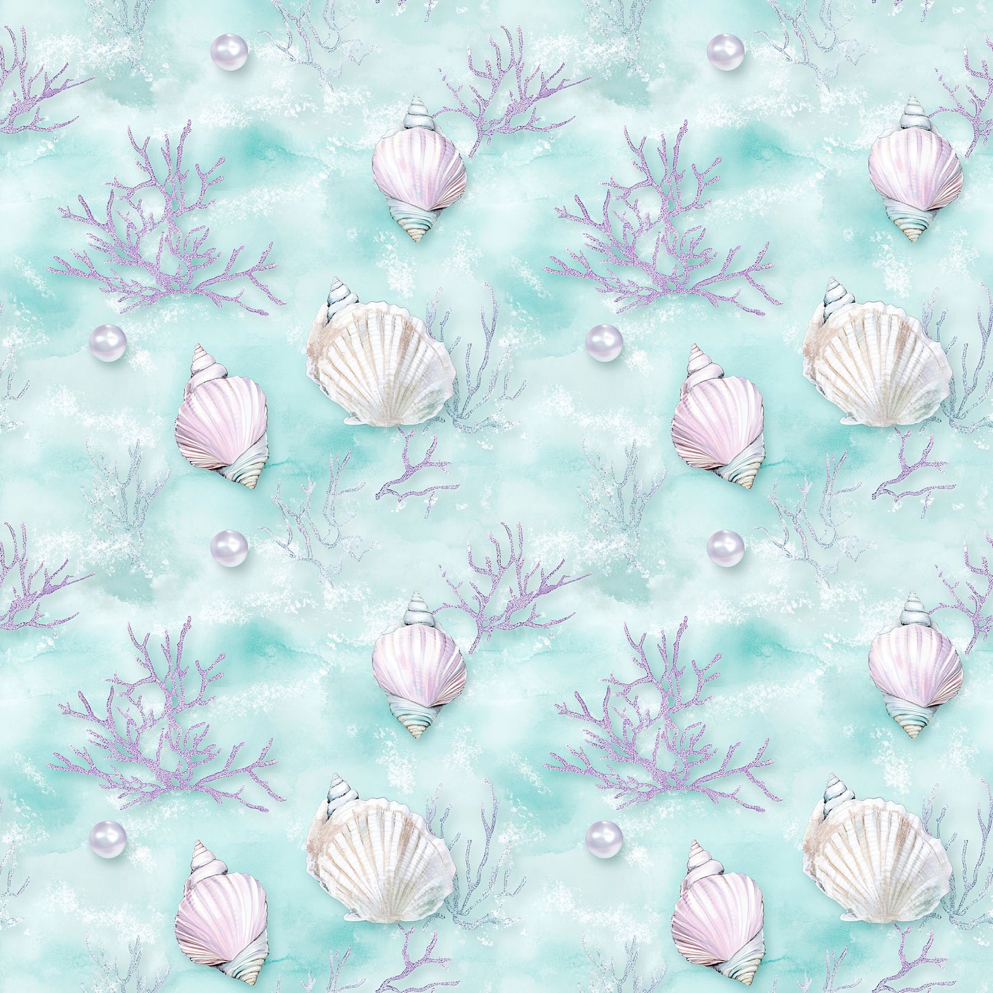 Ocean Serenity Collection Seashells 12 x 12 Double-Sided Scrapbook Paper by SSC Designs - 15 Pack