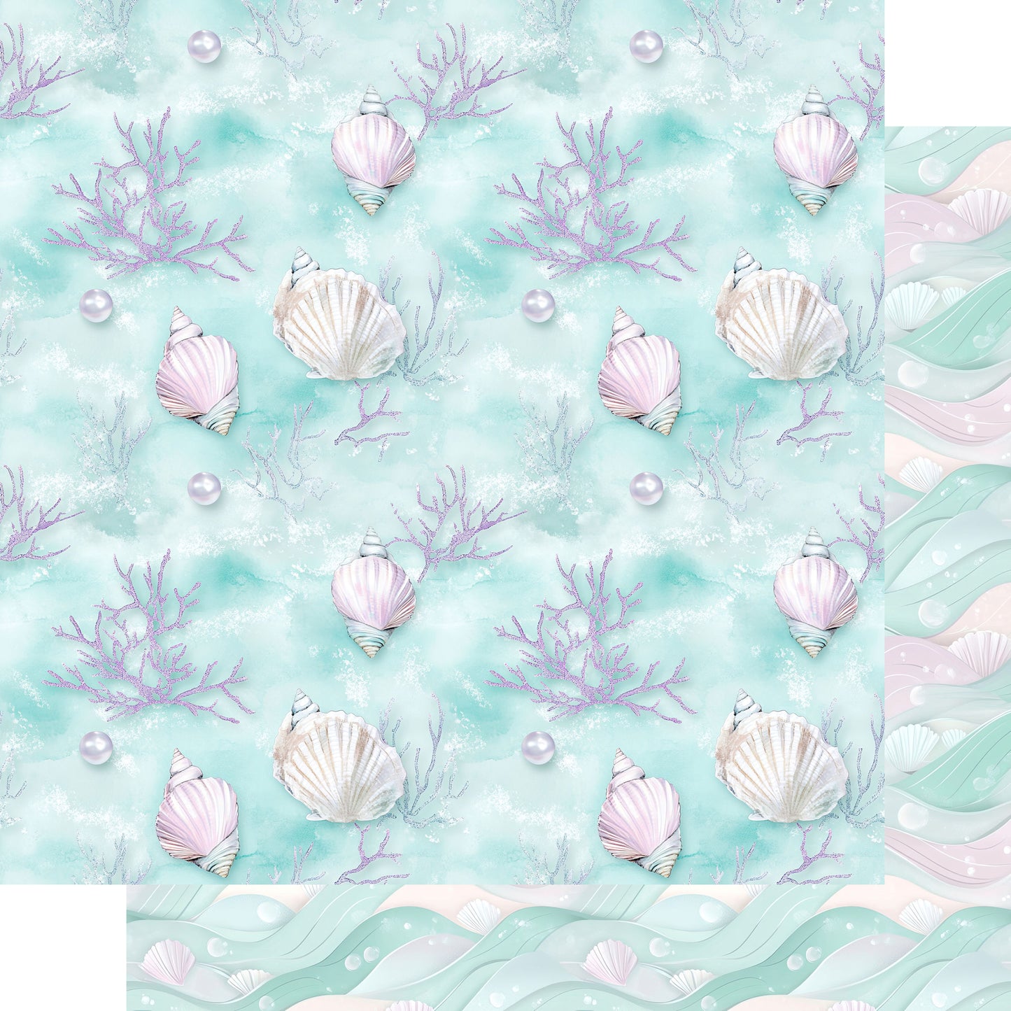 Ocean Serenity Collection Seashells 12 x 12 Double-Sided Scrapbook Paper by SSC Designs - 15 Pack