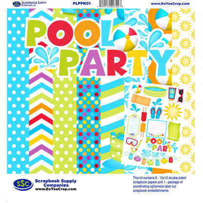 Pool Party Collection 12 x 12 Scrapbook Paper Pack & Embellishment Kit -3 Kits