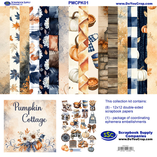 Pumpkin Cottage 12 x 12 Scrapbook Paper & Embellishment Kit by SSC Designs - 3 Kits