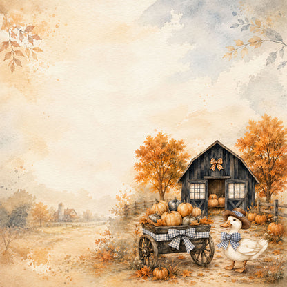 Pumpkin Cottage Collection Autumn Gatherings 12 x 12 Double-Sided Scrapbook Paper by SSC Designs - 15 Pack