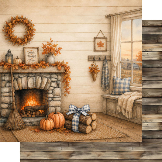 Pumpkin Cottage Collection Fireside Harvest 12 x 12 Double-Sided Scrapbook Paper by SSC Designs - 15 Pack