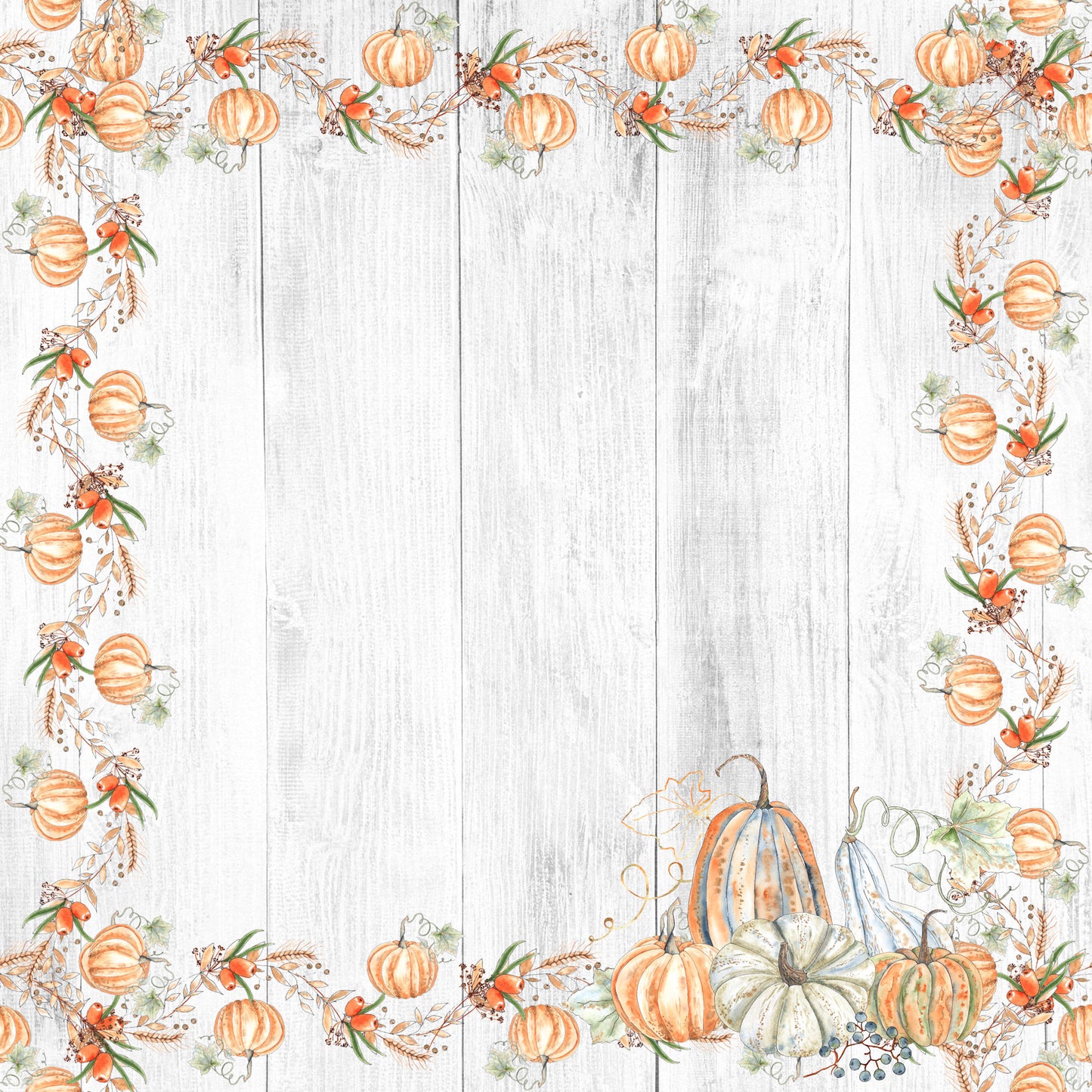 Pumpkin Patch Collection Pumpkin Vines 12 x 12 Double-Sided Scrapbook Paper - 15 Pack