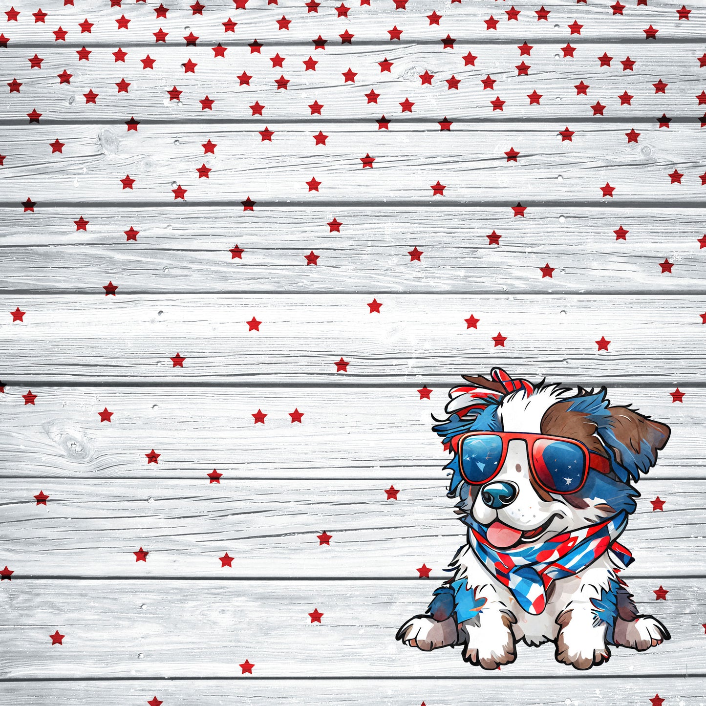 Patriotic Pups Collection Australian Shepherd 12 x 12 Double-Sided Scrapbook Paper by SSC Designs - 15 Pack