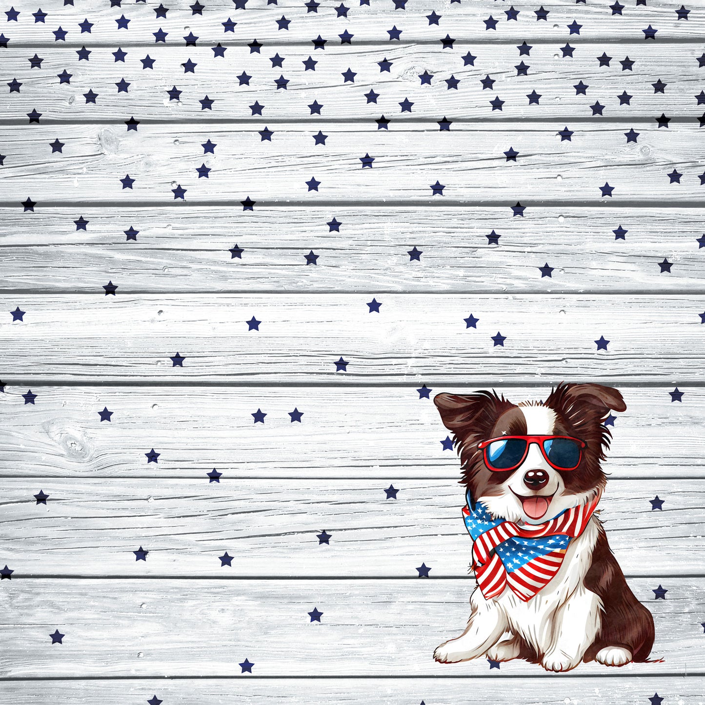 Patriotic Pups Collection Border Collie 12 x 12 Double-Sided Scrapbook Paper by SSC Designs - 15 Pack