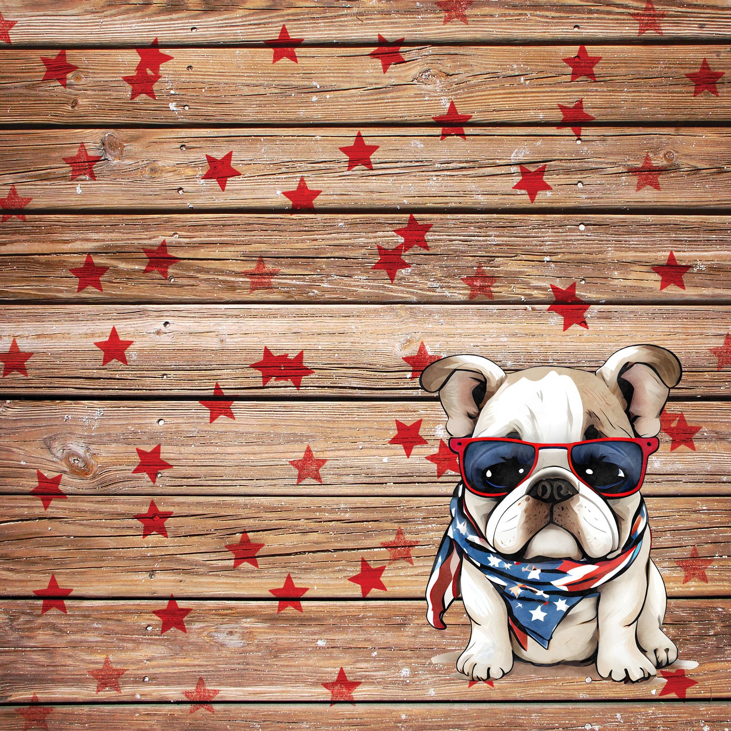 Patriotic Pups Collection Bulldog 12 x 12 Double-Sided Scrapbook Paper by SSC Designs - 15 Pack