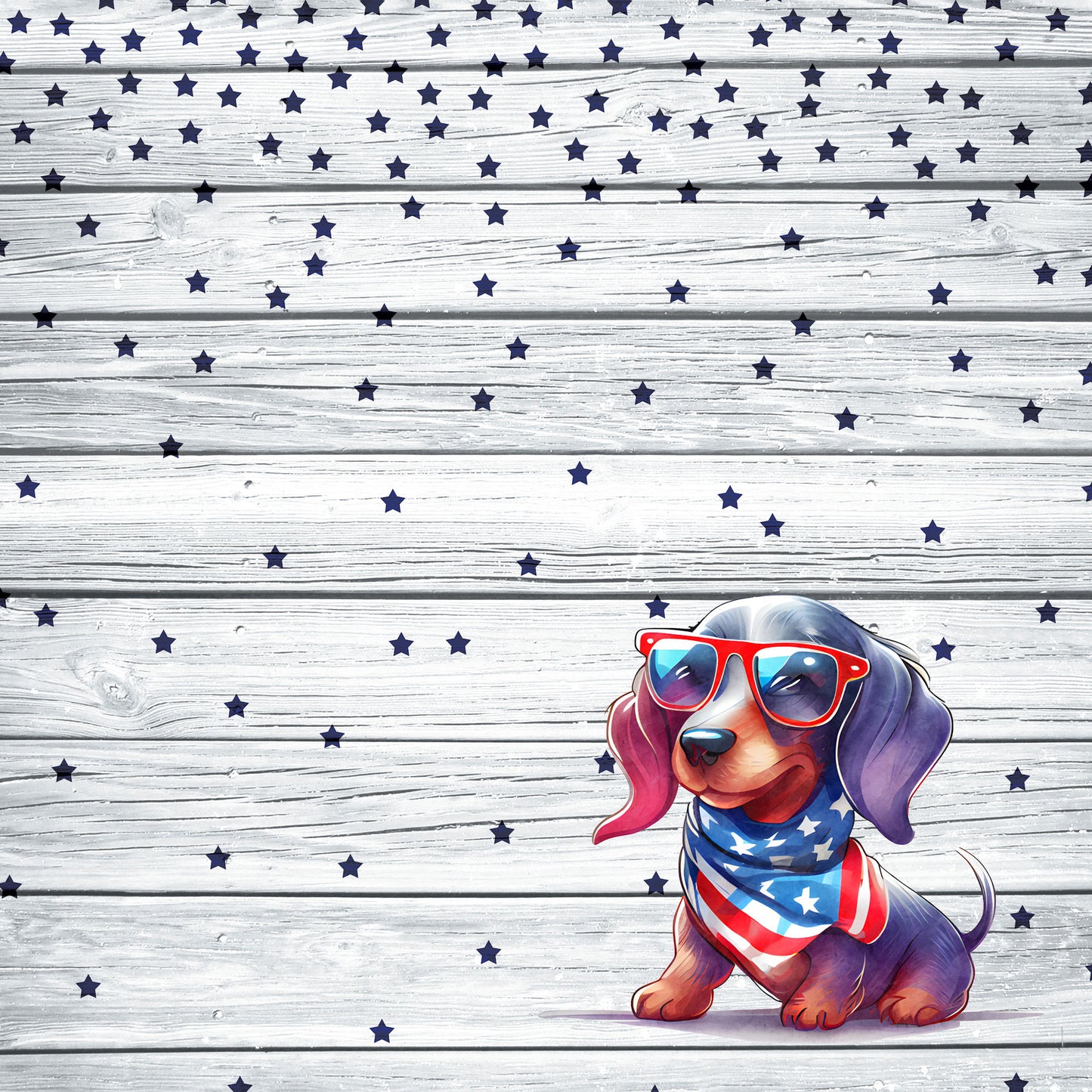 Patriotic Pups Collection Dachshund 12 x 12 Double-Sided Scrapbook Paper by SSC Designs - 15 Pack