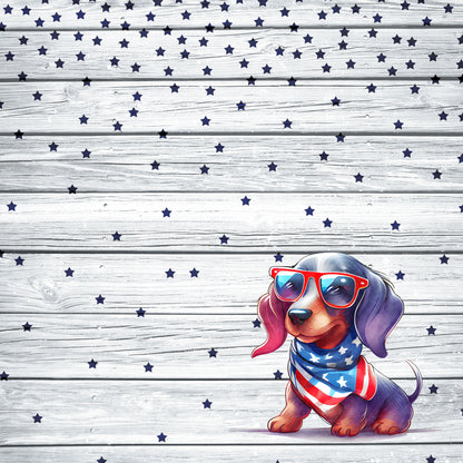 Patriotic Pups Collection Dachshund 12 x 12 Double-Sided Scrapbook Paper by SSC Designs - 15 Pack