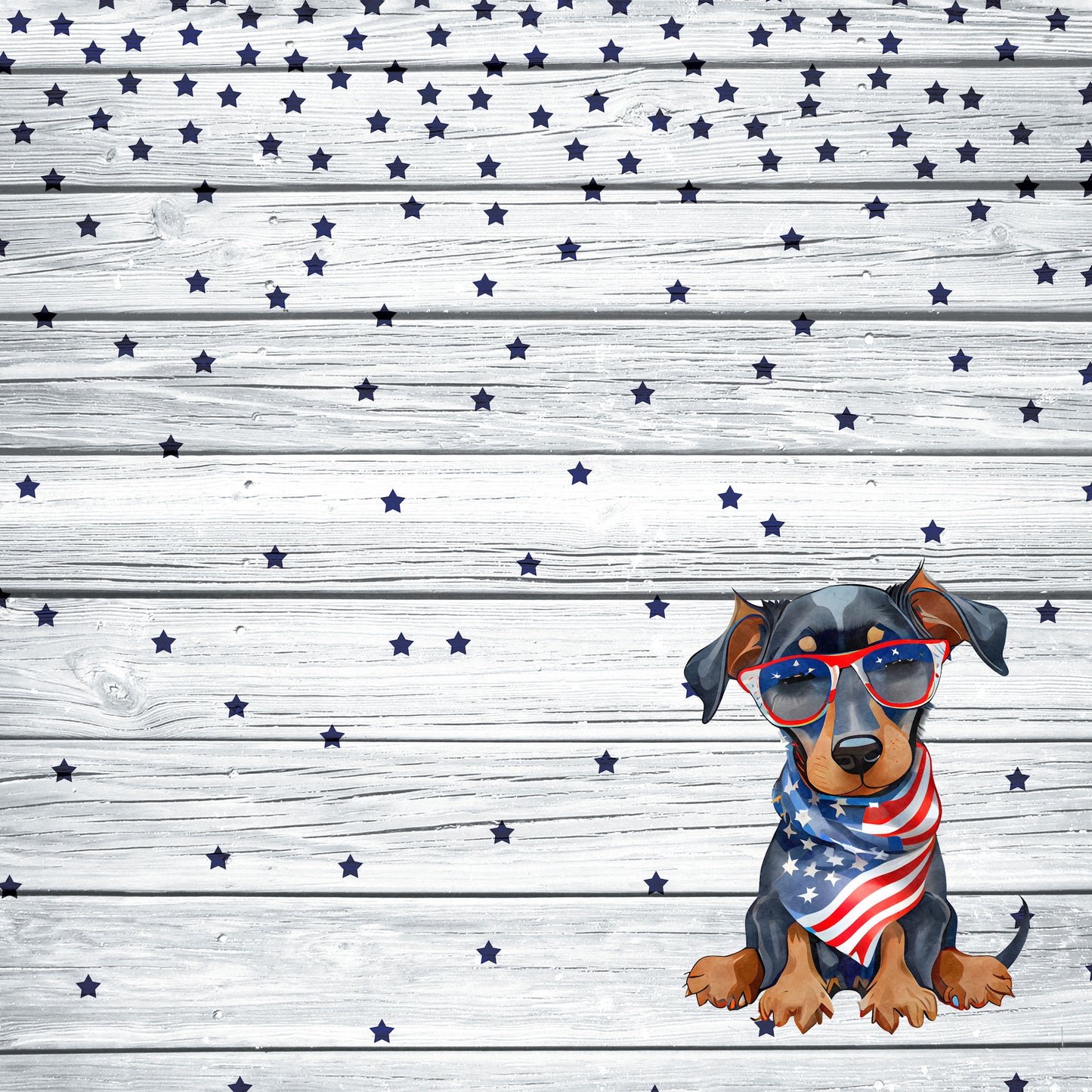 Patriotic Pups Collection Doberman 12 x 12 Double-Sided Scrapbook Paper by SSC Designs - 15 Pack