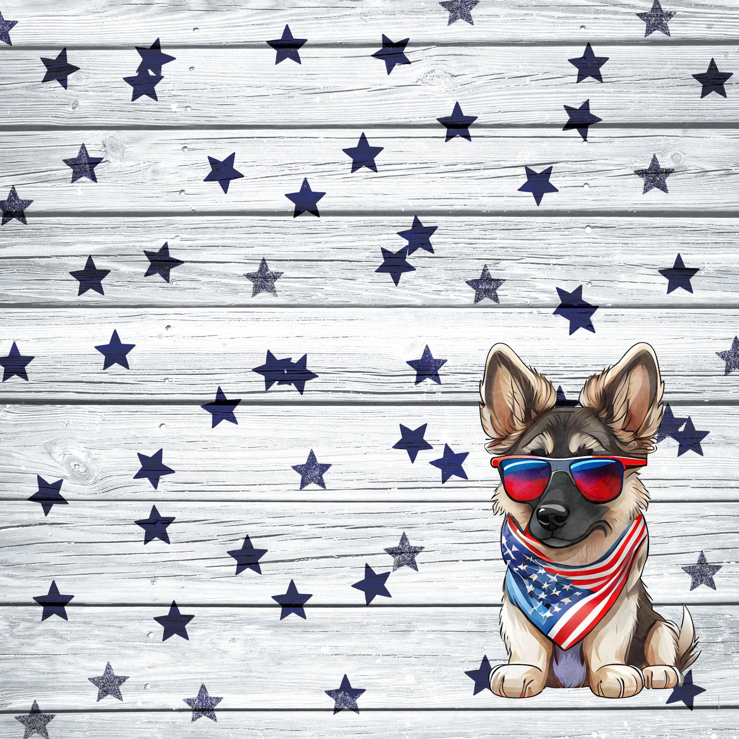 Patriotic Pups Collection German Shephard 12 x 12 Double-Sided Scrapbook Paper by SSC Designs - 15 Pack