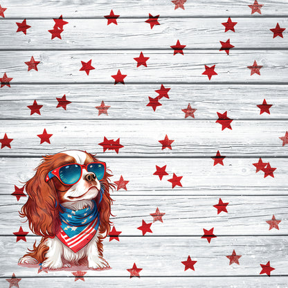 Patriotic Pups Collection King Cavalier 12 x 12 Double-Sided Scrapbook Paper by SSC Designs - 15 Pack