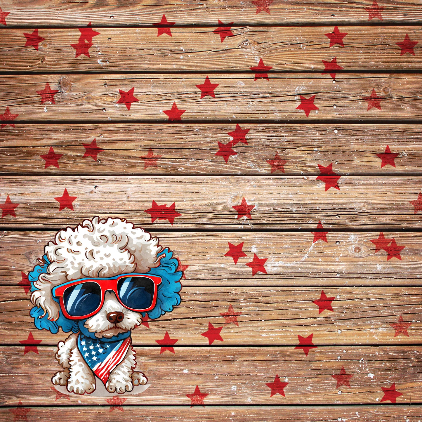 Patriotic Pups Collection Poodle 12 x 12 Double-Sided Scrapbook Paper by SSC Designs - 15 Pack