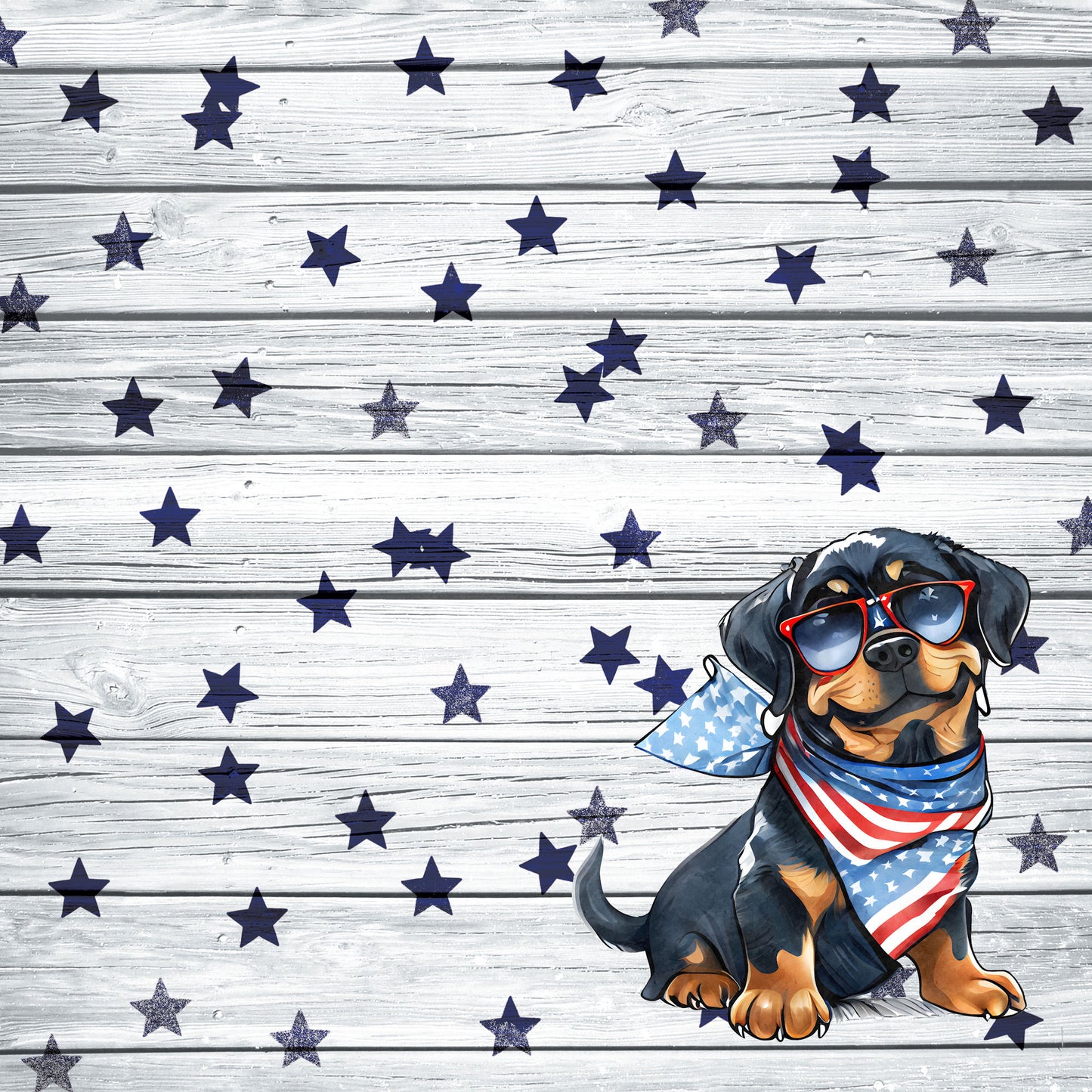 Patriotic Pups Collection Rottweiler 12 x 12 Double-Sided Scrapbook Paper by SSC Designs - 15 Pack