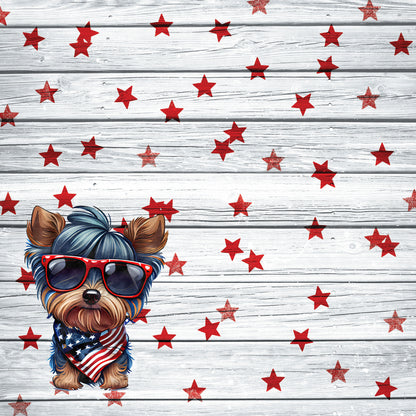 Patriotic Pups Collection Yorkshire Terrier 12 x 12 Double-Sided Scrapbook Paper by SSC Designs - 15 Pack