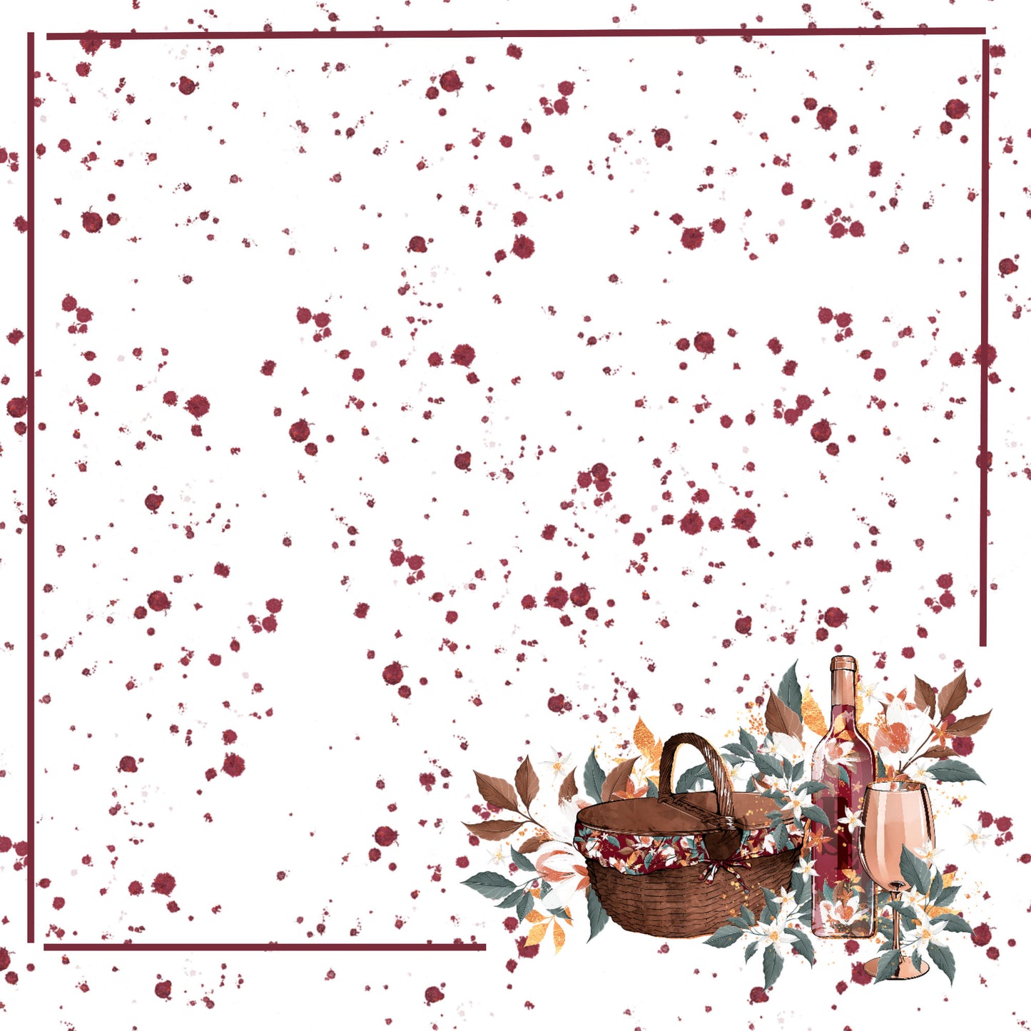 Frou Frou's It's A Rose Day Collection Perfect Picnic 12 x 12 Double-Sided Scrapbook Paper - 15 Pack