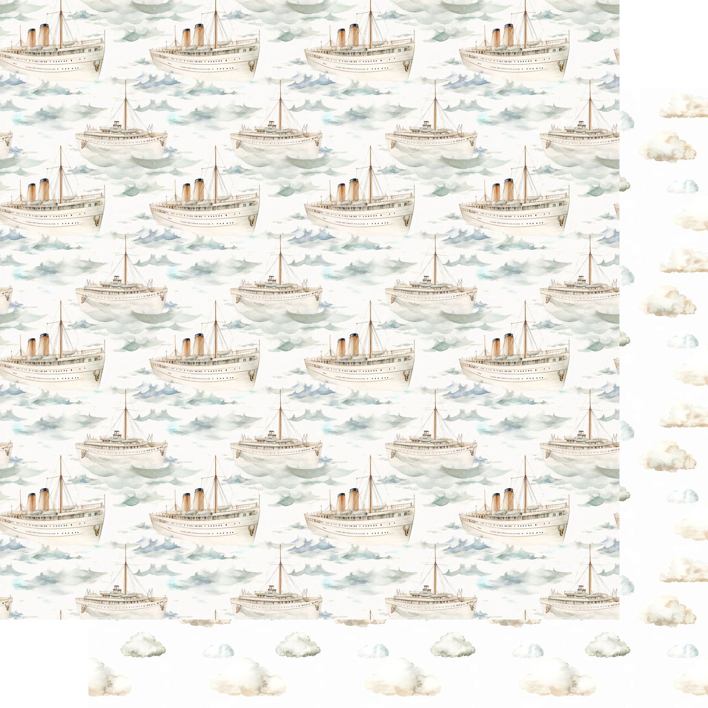 Retro Travel Collection Ocean Cruising 12 x 12 Double-Sided Scrapbook Paper by SSC Designs - 15 Pack