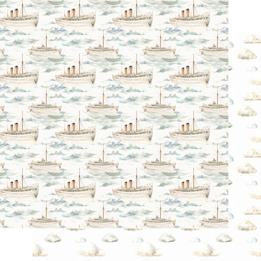Retro Travel Collection Ocean Cruising 12 x 12 Double-Sided Scrapbook Paper by SSC Designs - 15 Pack
