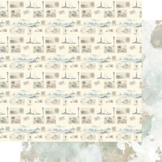 Retro Travel Collection Postcards From Paradise 12 x 12 Double-Sided Scrapbook Paper by SSC Designs - 15 Pack